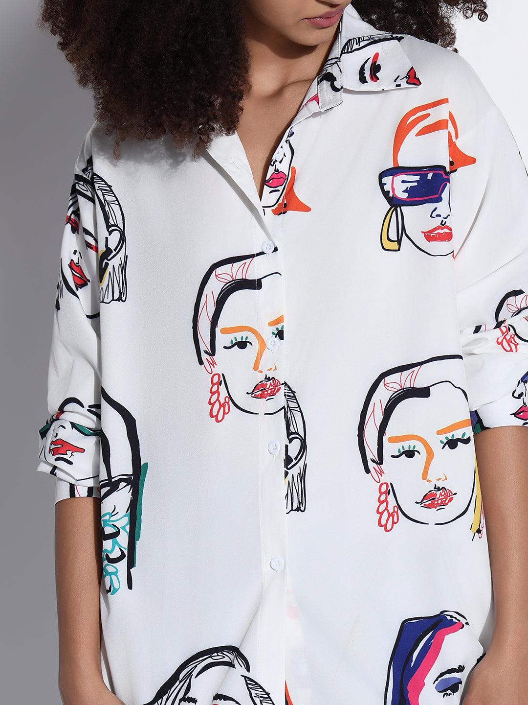 Women's Graphic White Oversized Shirt