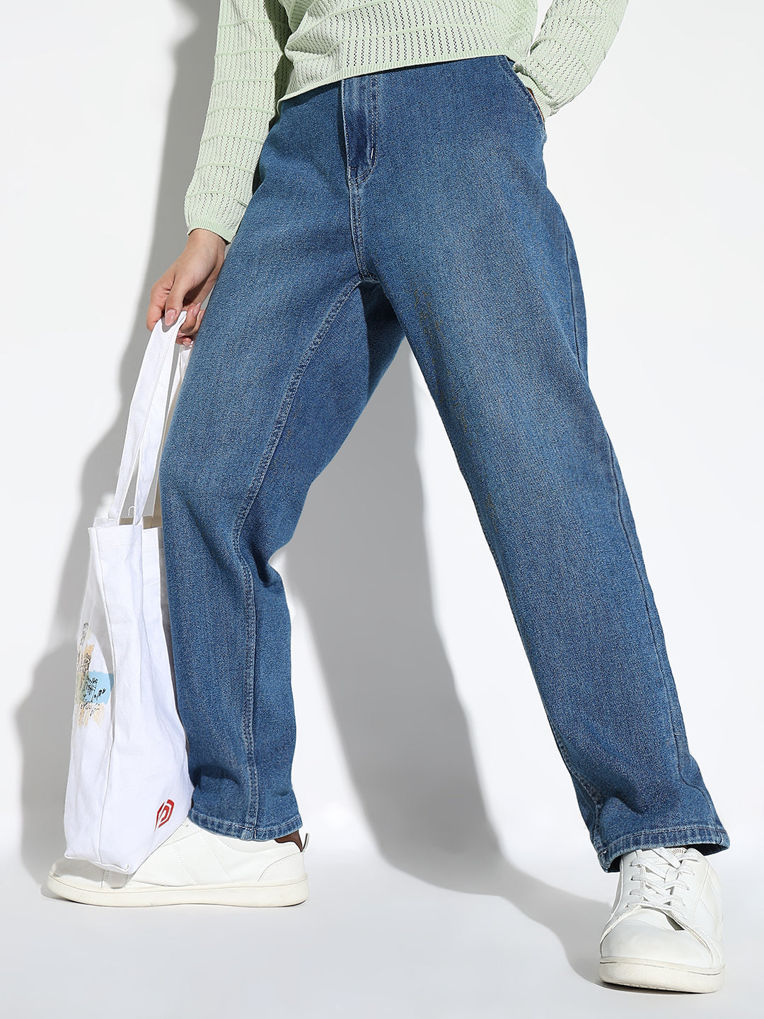 Blue Solid Comfort Light Fade Acid Wash Stretchable Jeans