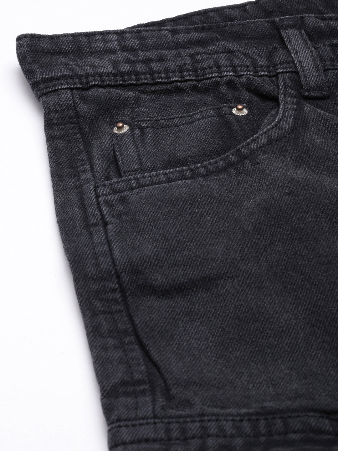 Charcoal Straight Fit Denim Cargo Jeans