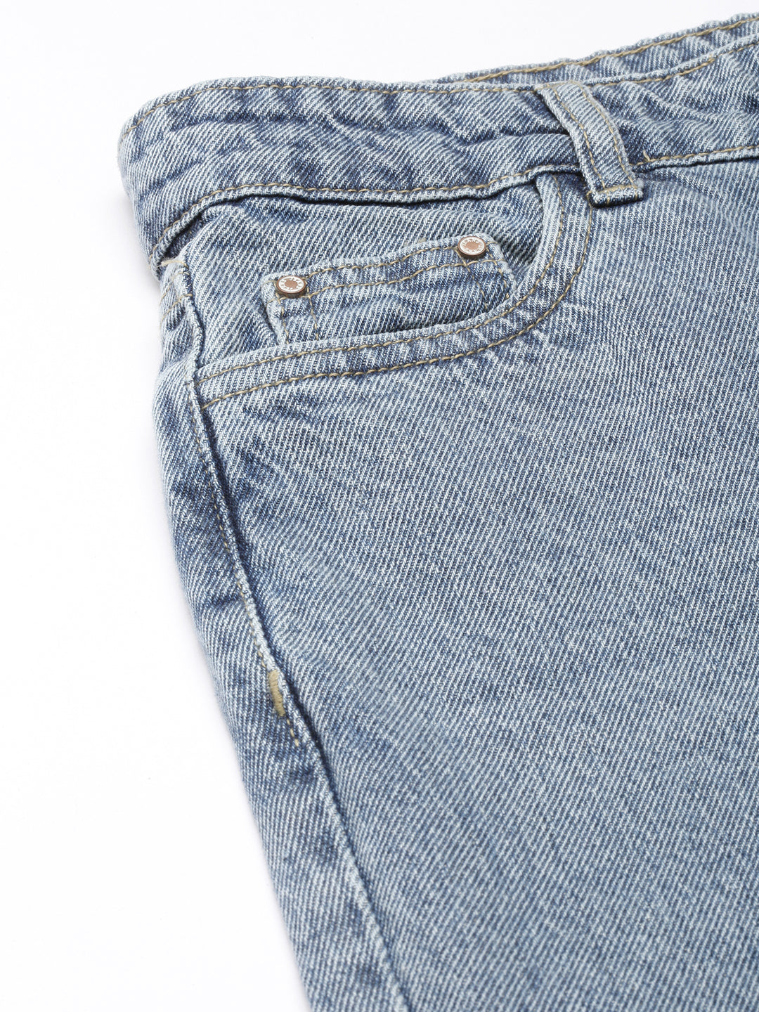 Blue Straight Fit Heavy Fade Acid Wash Jeans