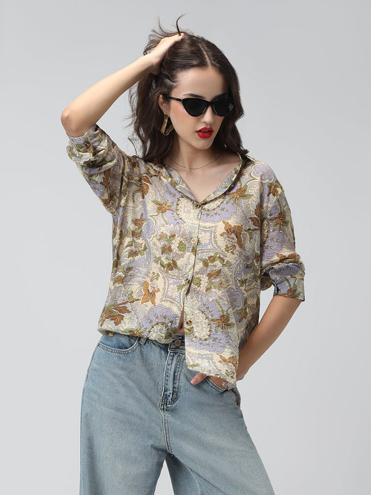 Women's Printed Multi Spread Collar Shirts