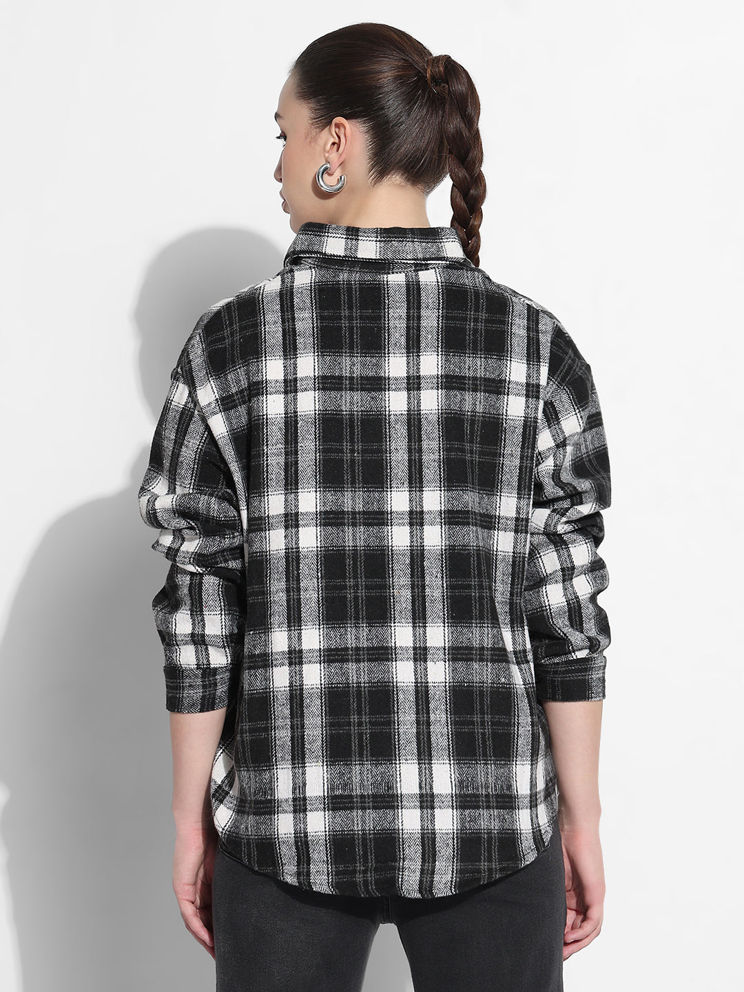 Women's Tartan Checks Black Relaxed Fit Shirt