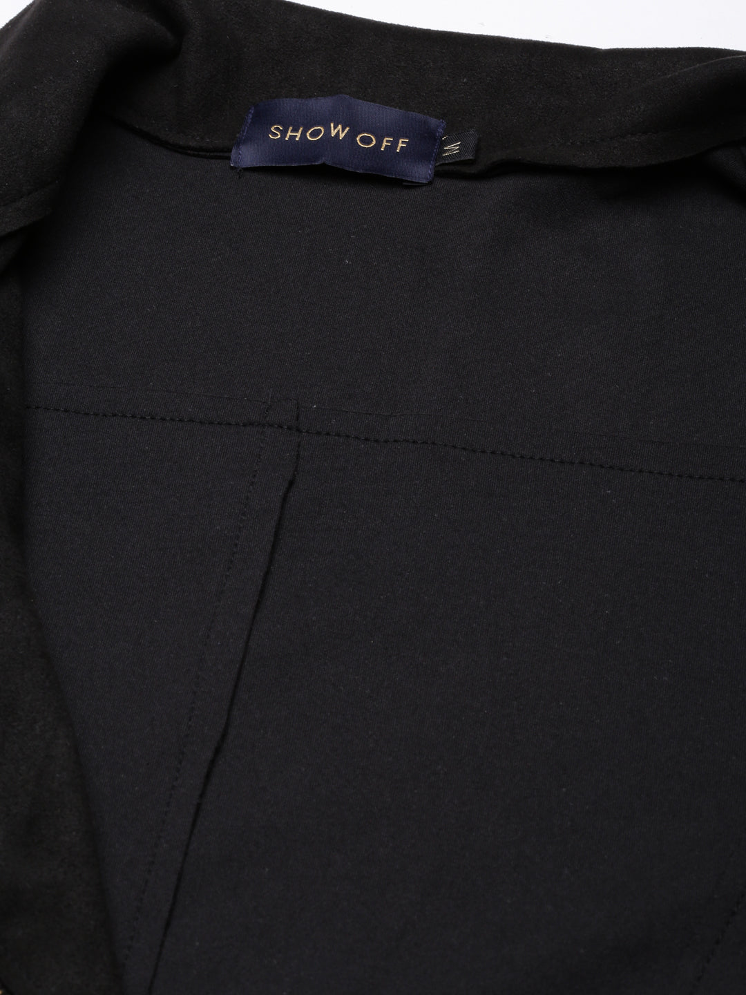 Black Suede Spread Collar Zip Detail Tailored Jacket