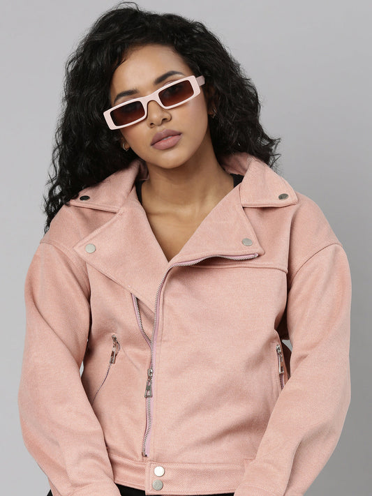 Peach Suede Crop Tailored Jacket