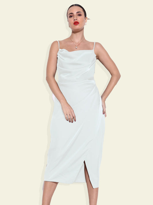 White Solid Sheath Dress