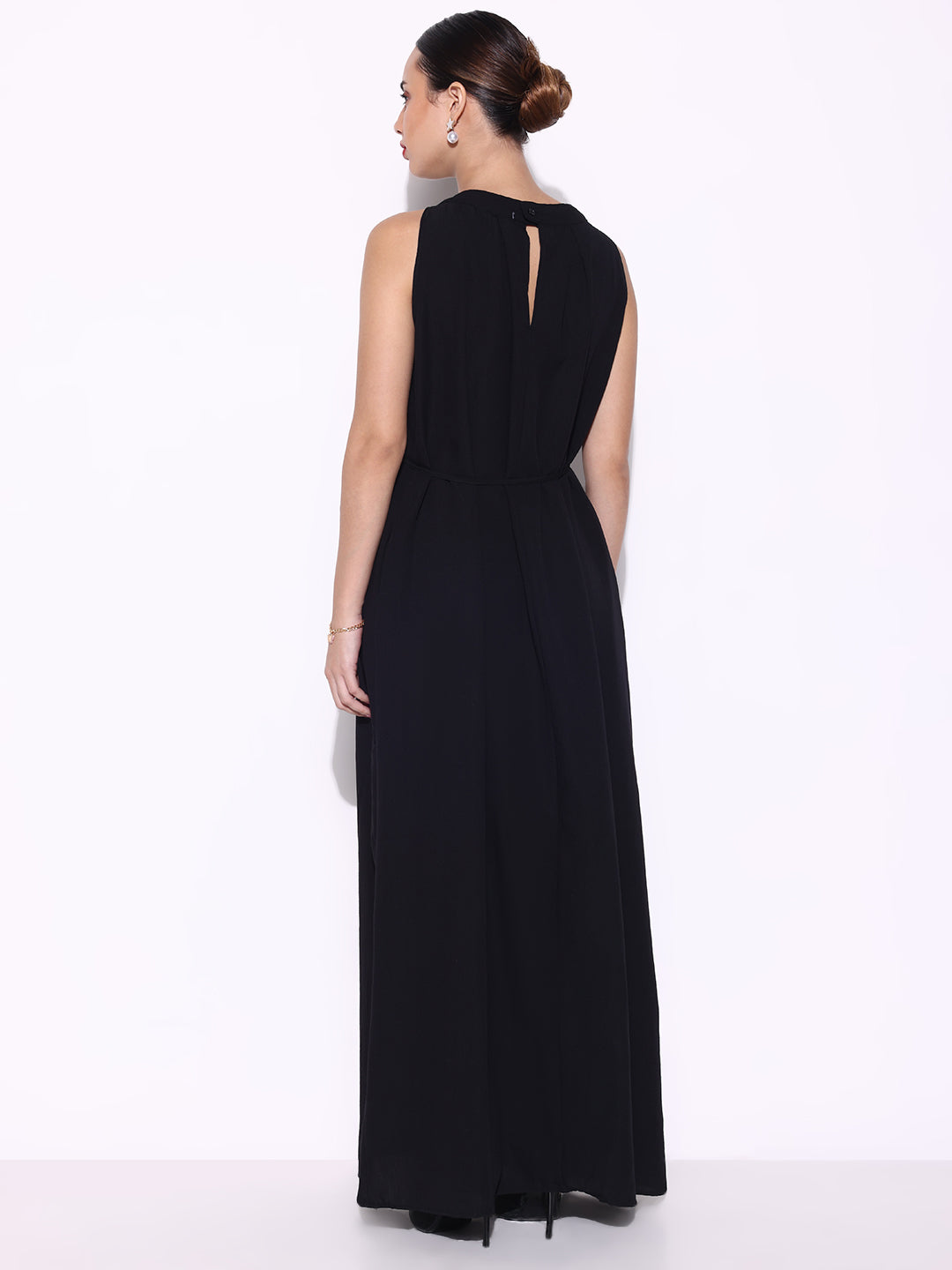 Black Maxi Dress with Waist Tie