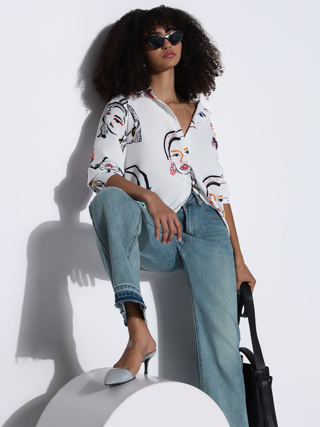 Women's Graphic White Oversized Shirt