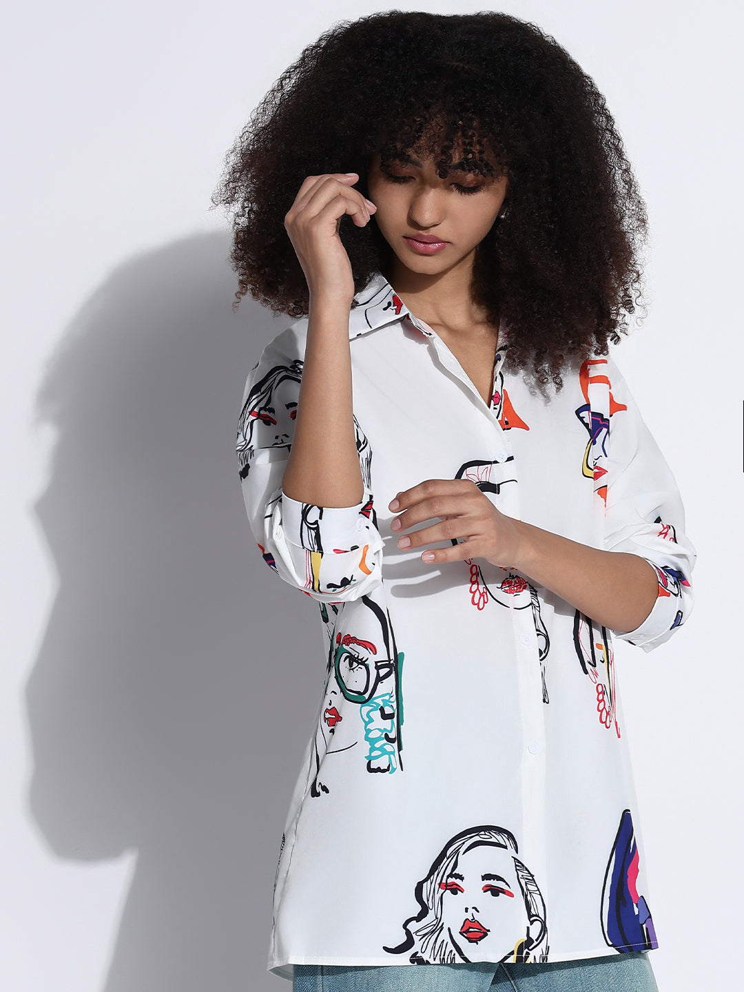 Women's Graphic White Oversized Shirt
