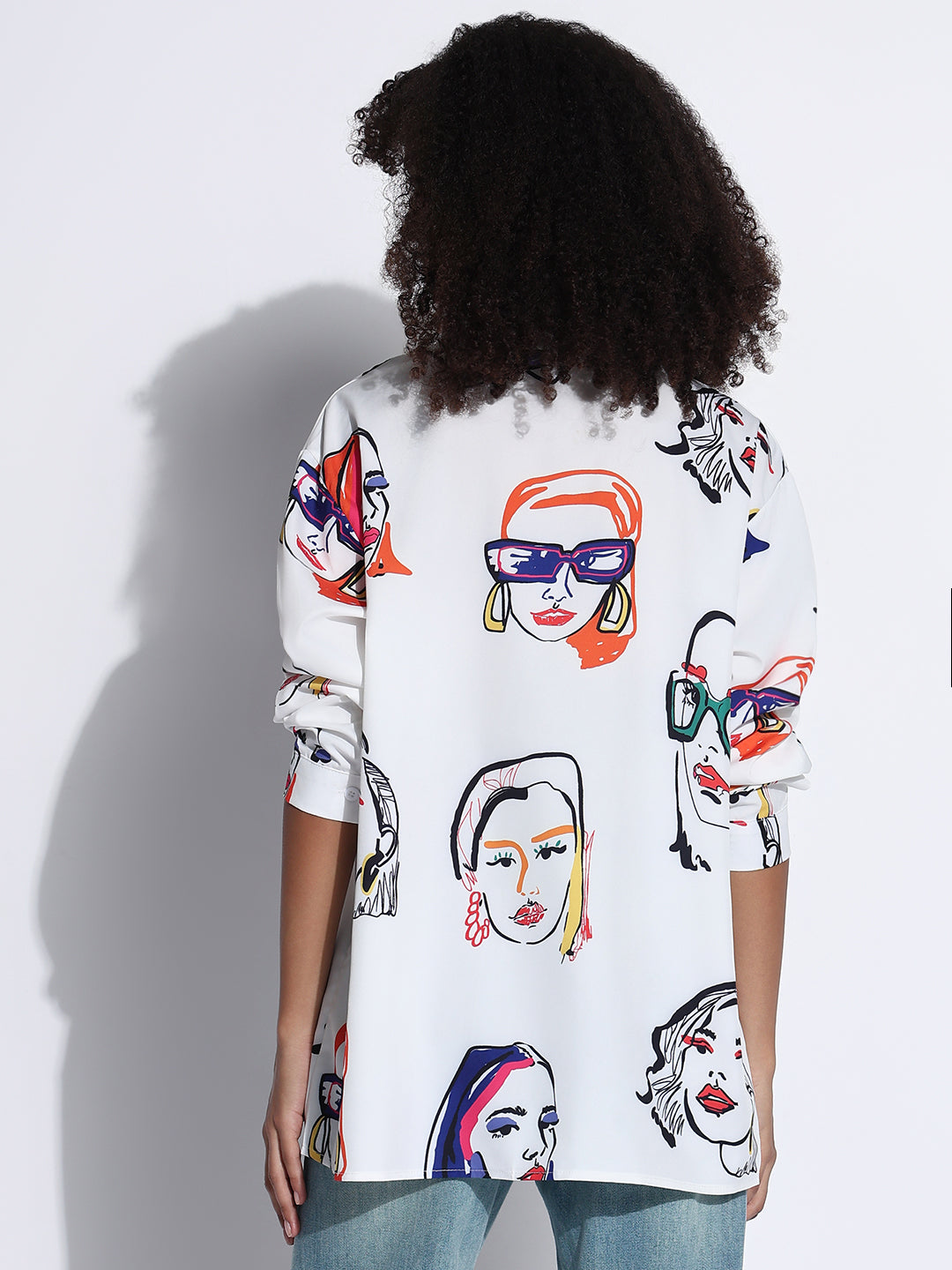 Women's Graphic White Oversized Shirt