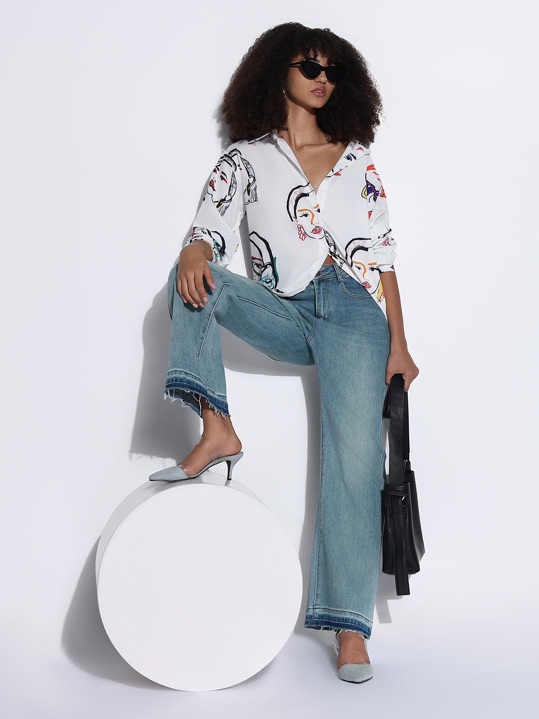 Women's Graphic White Oversized Shirt