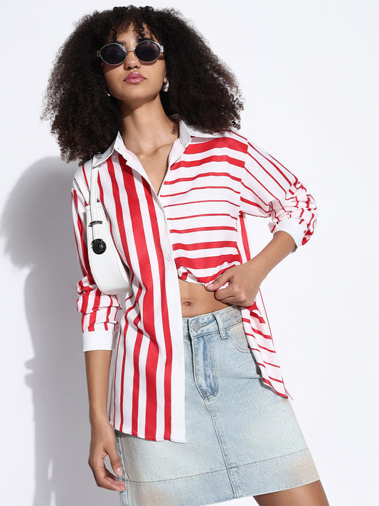 Women's Striped White Oversized Shirt