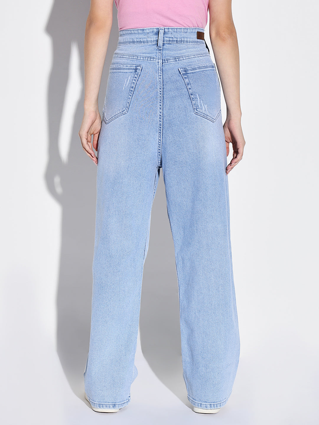 Blue Comfort Wide Leg Light Fade Stretchable Jeans