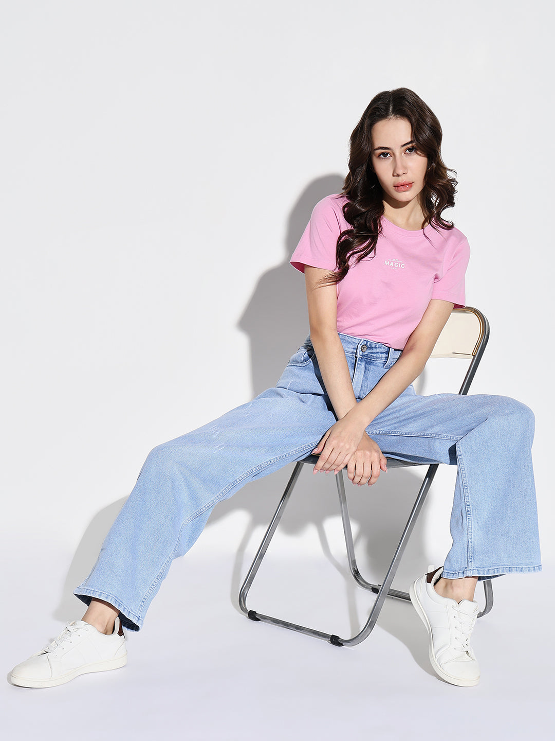 Blue Comfort Wide Leg Light Fade Stretchable Jeans