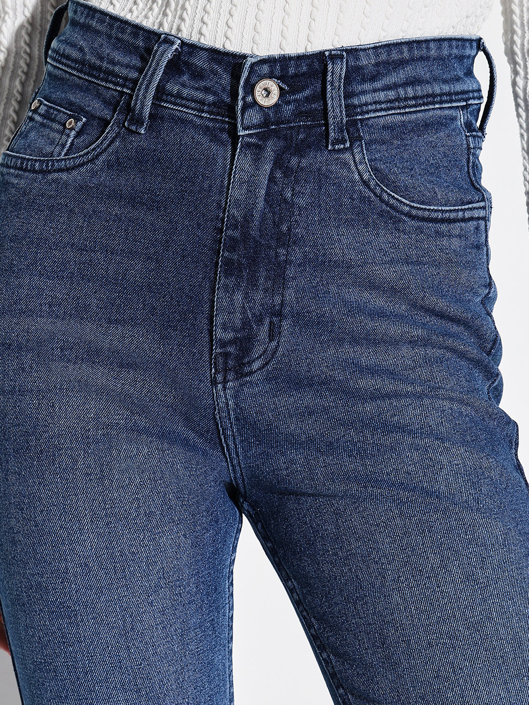 Blue Cotton Mid-Rise Comfort Bootcut Light Fade Acid Wash Stretchable Jeans