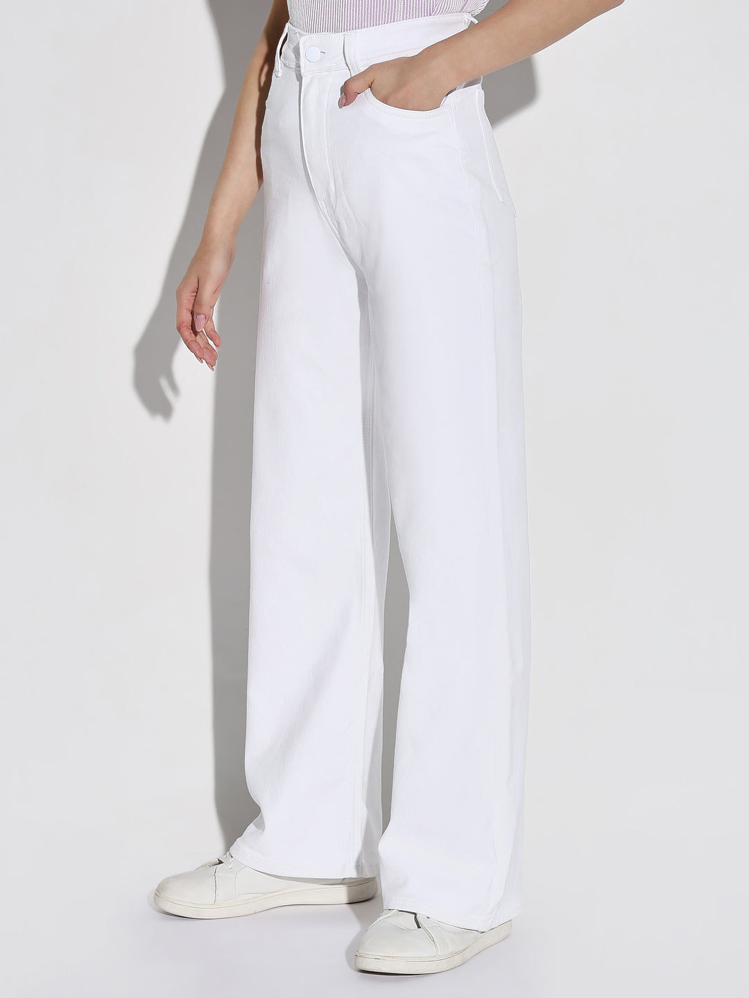 White Wide Leg Casual Jeans