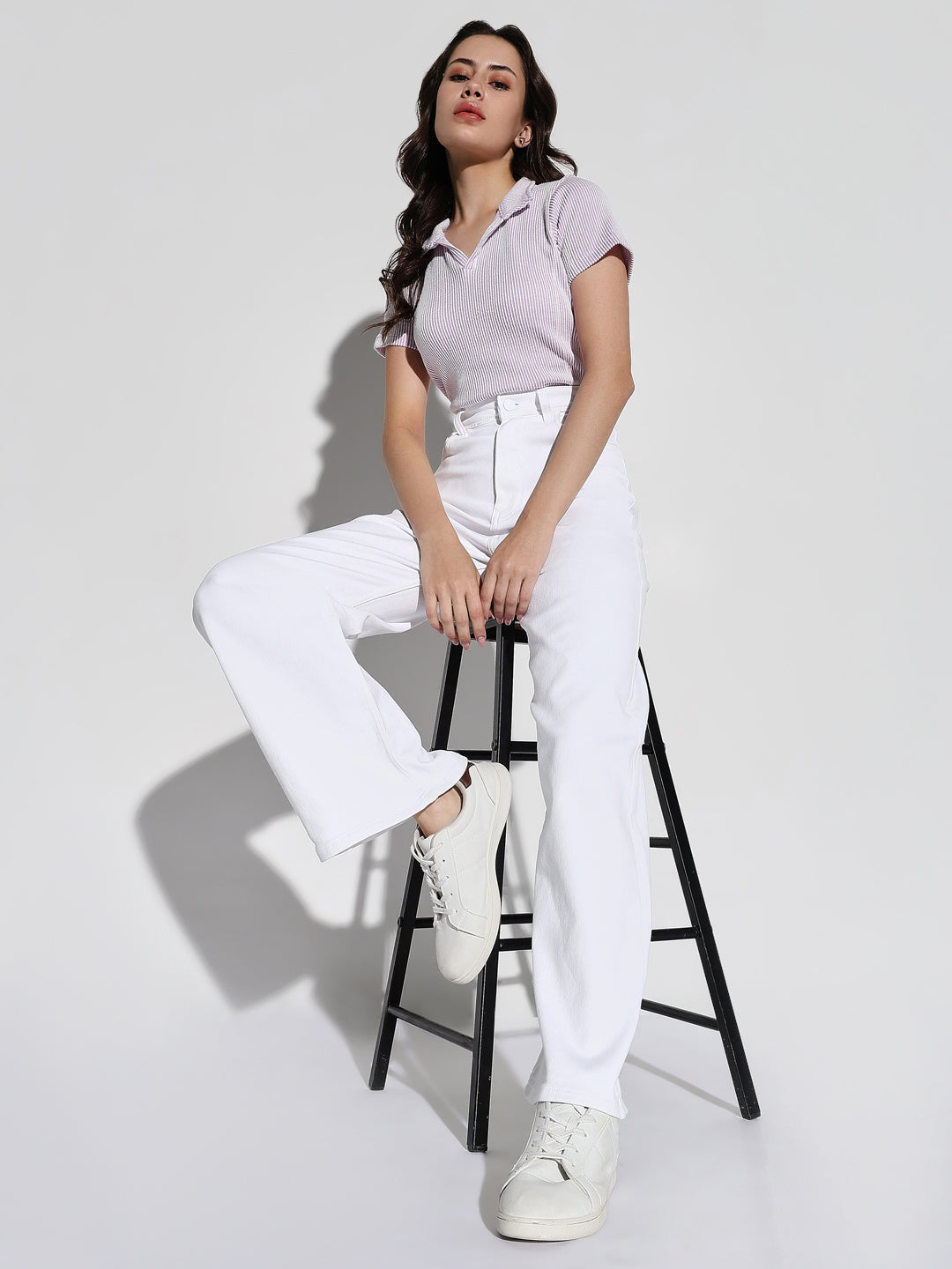 White Wide Leg Casual Jeans