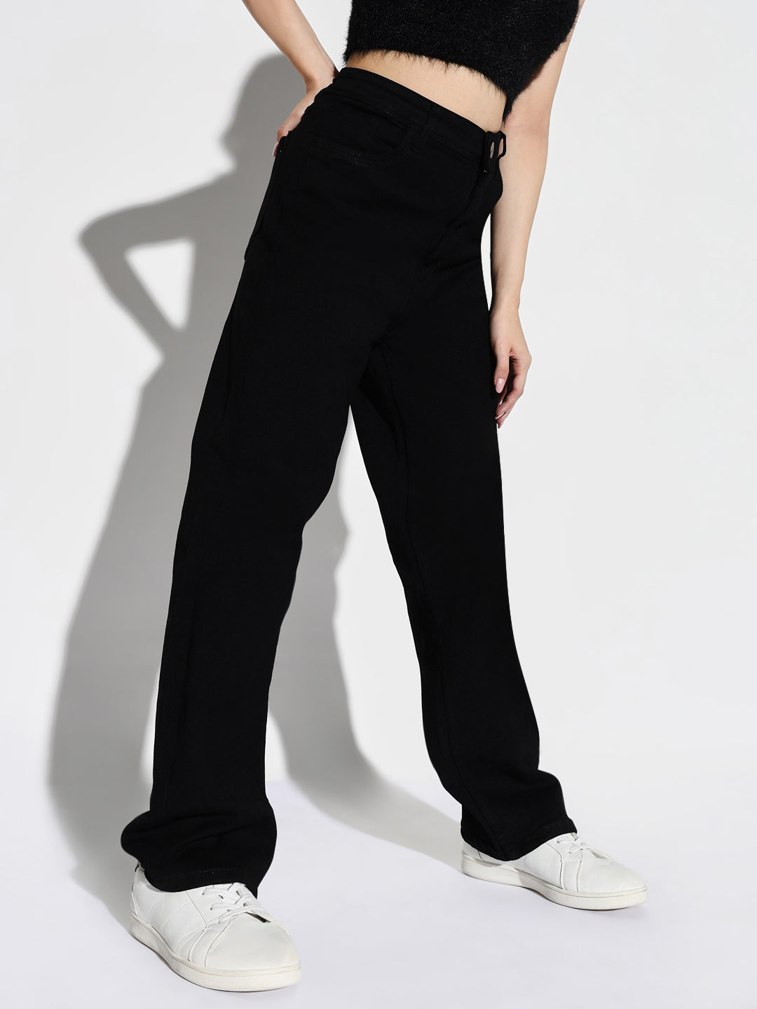 Black Comfort Wide Leg Stretchable Jeans