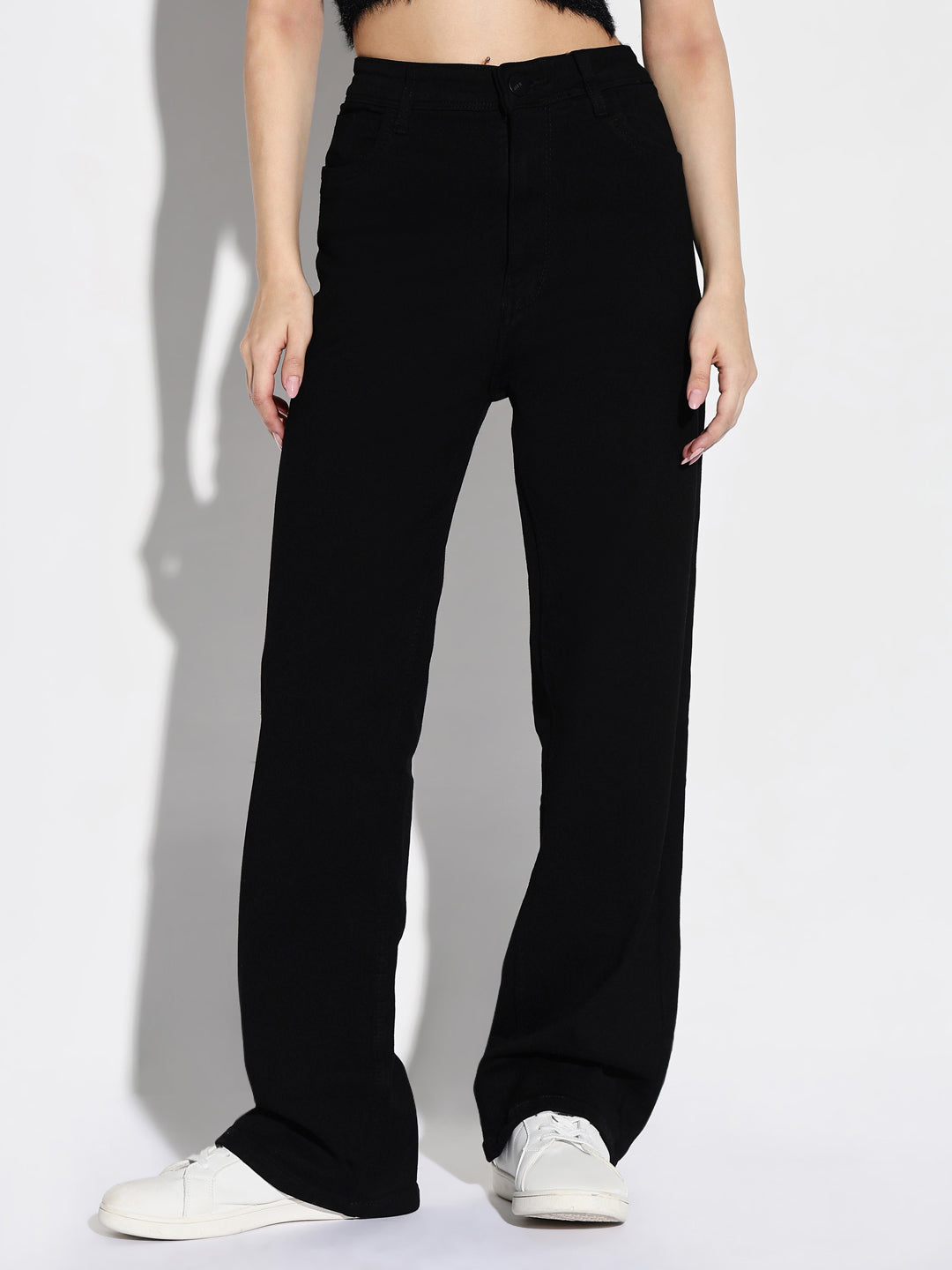 Black Comfort Wide Leg Stretchable Jeans