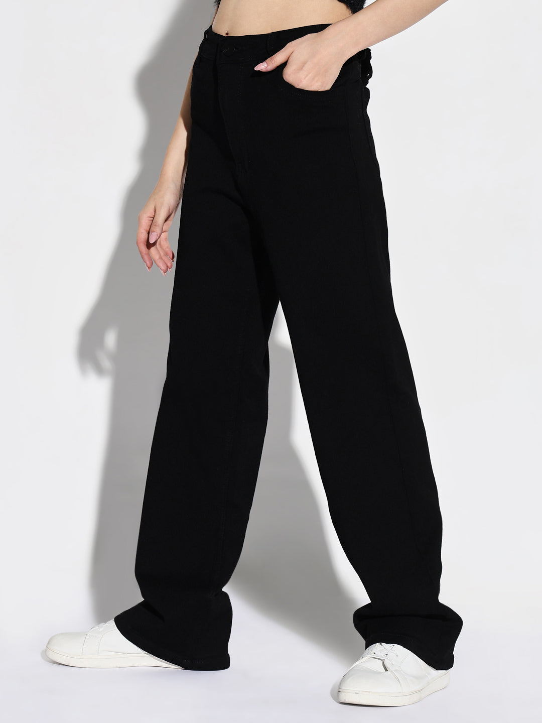 Black Comfort Wide Leg Stretchable Jeans
