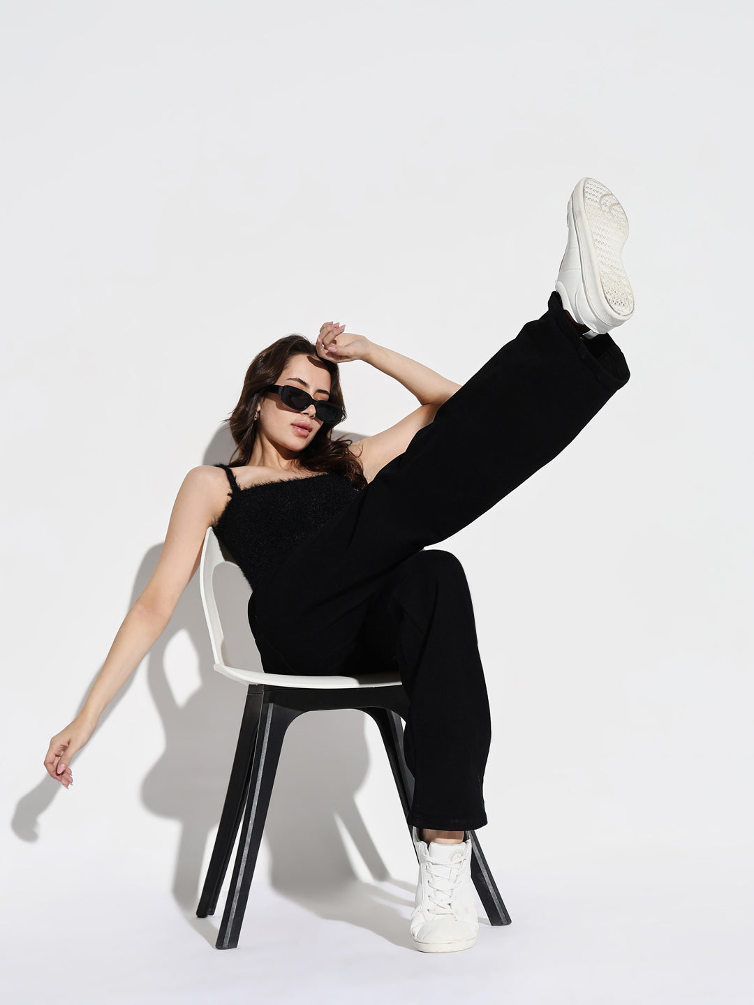 Black Comfort Wide Leg Stretchable Jeans