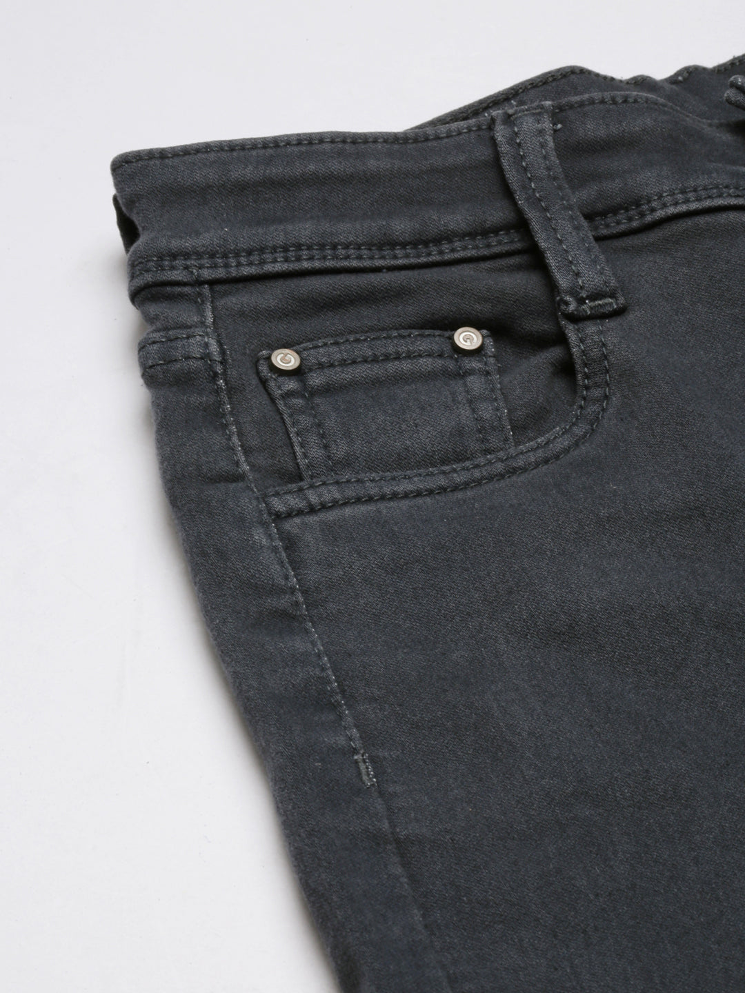 Grey Jean Straight Fit Mid-Rise Acid Wash Stretchable Jeans