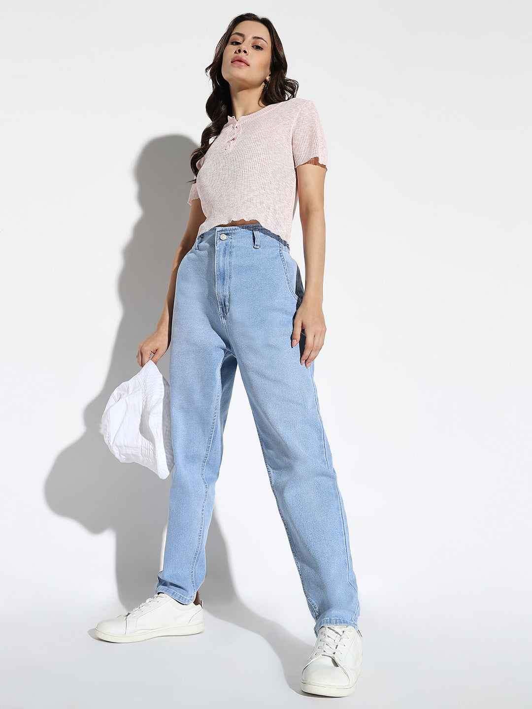 Blue Comfort Mom Fit Stretchable Denim Jeans