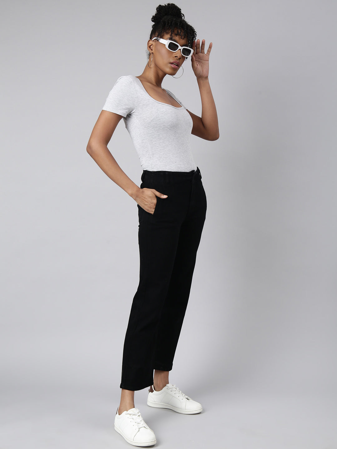 Black Straight Fit Stretchable Jeans