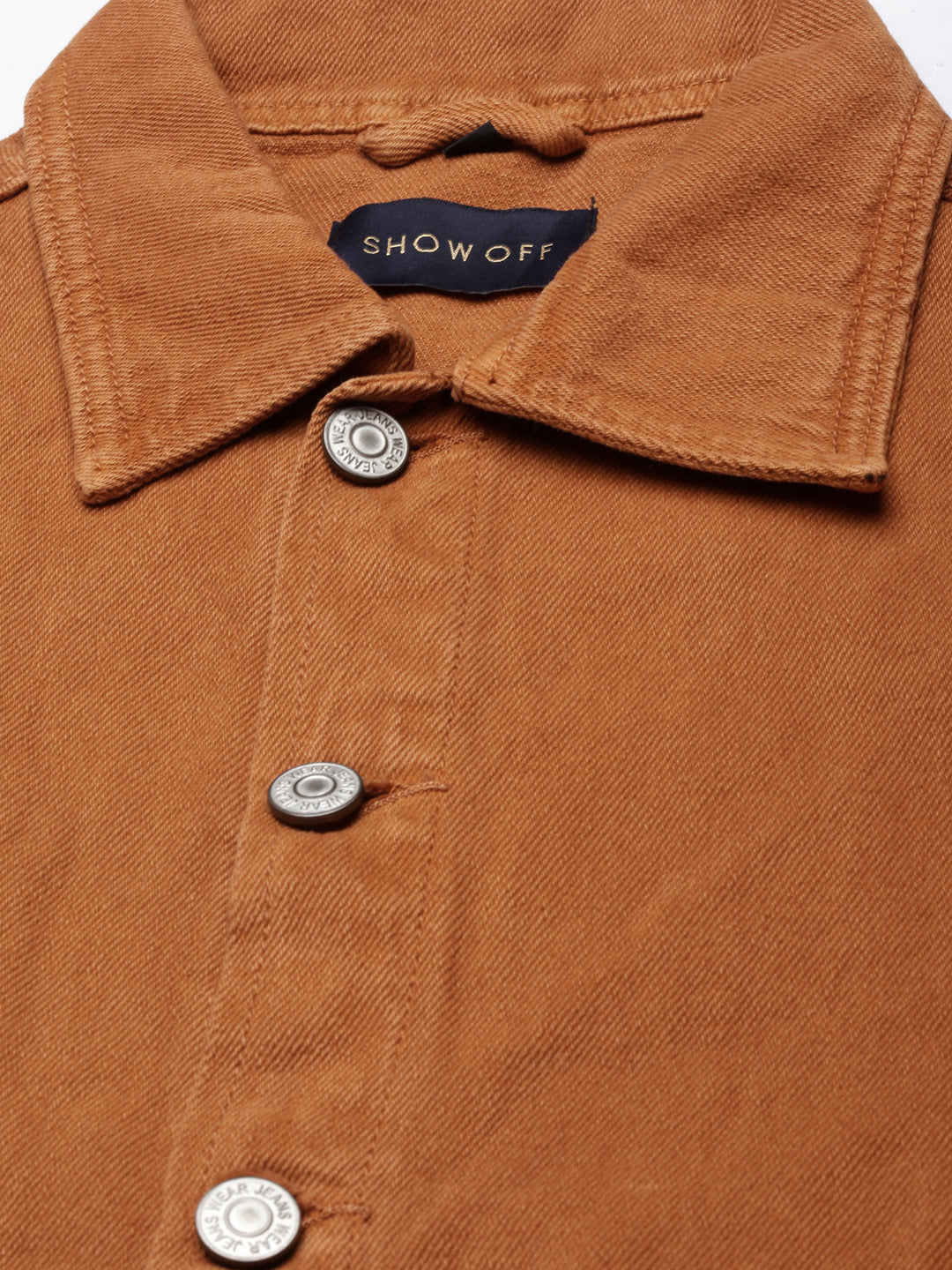 Rust Spread Collar Denim Jacket