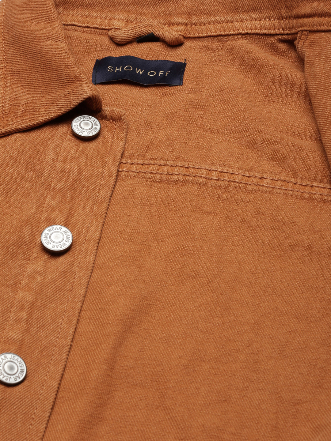 Rust Spread Collar Denim Jacket