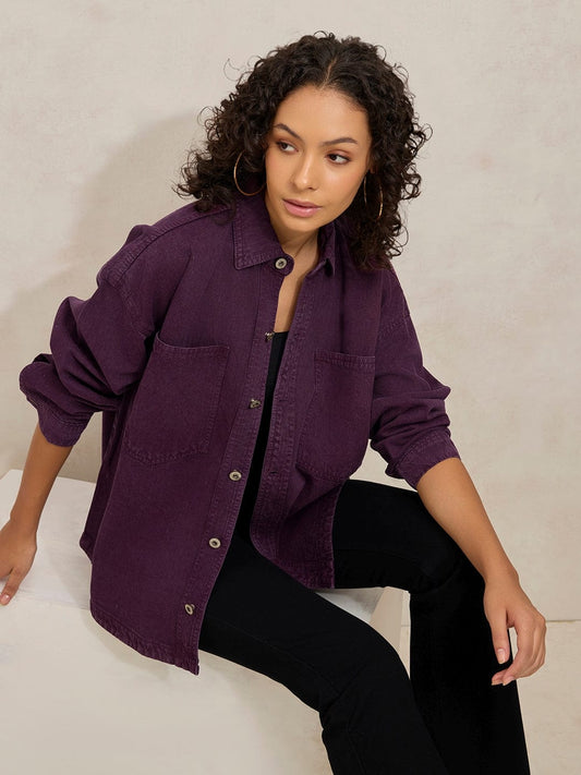 Purple Denim Oversized Shacket
