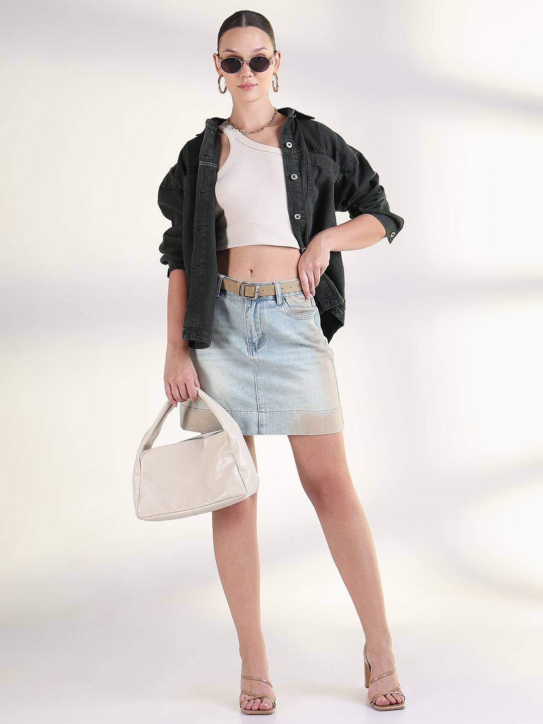 Solid Olive Spread Collar Shacket