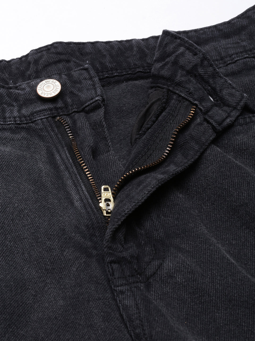 Charcoal Straight Fit Denim Cargo Jeans