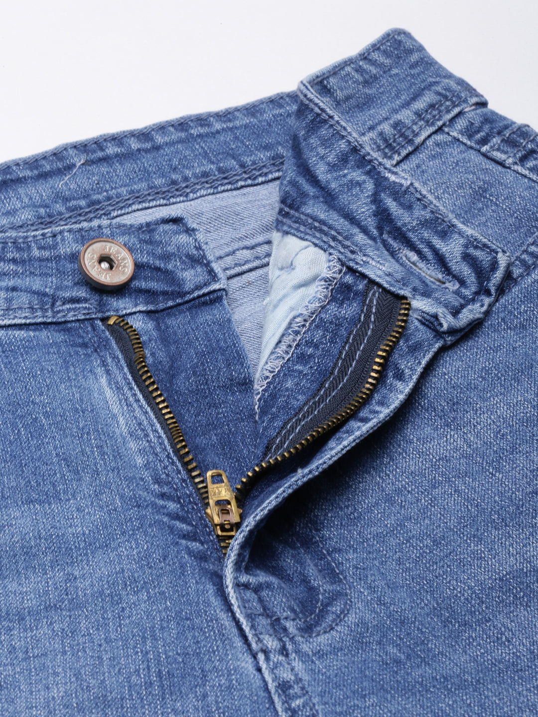 Blue Straight Fit Light Fade & Chevrons Stretchable Jeans