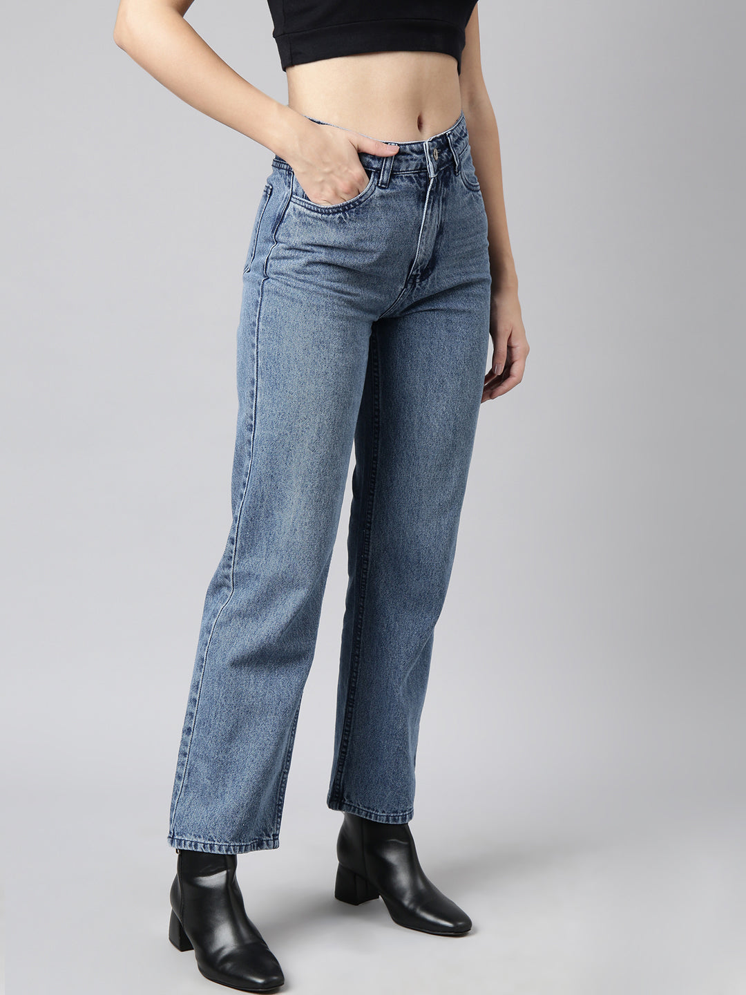 Blue Straight Fit Light Fade Jeans