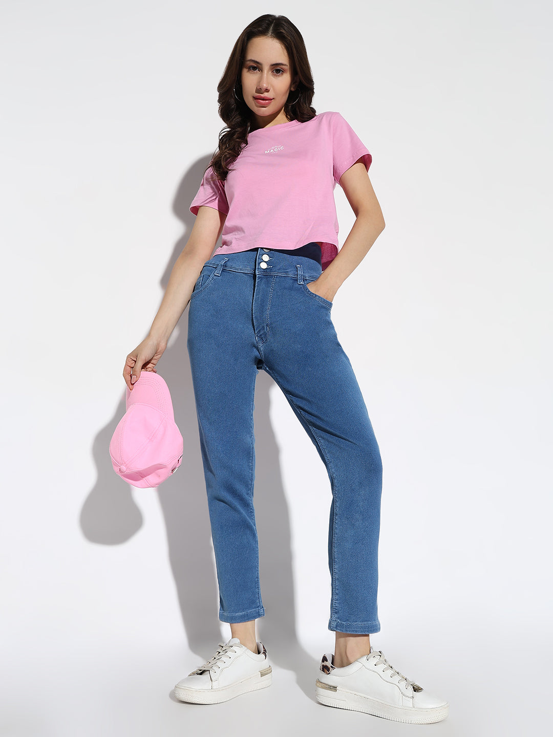 Blue Comfort Straight Fit Acid Wash Stretchable Jeans