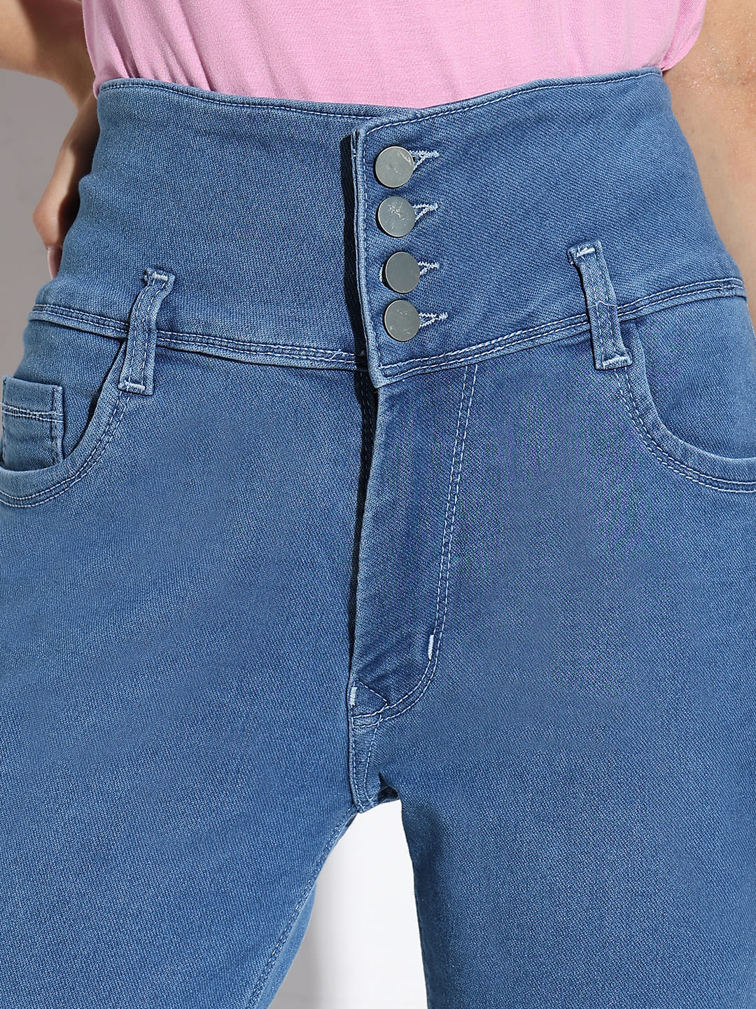 Blue Comfort Straight Fit Acid Wash Stretchable Jeans