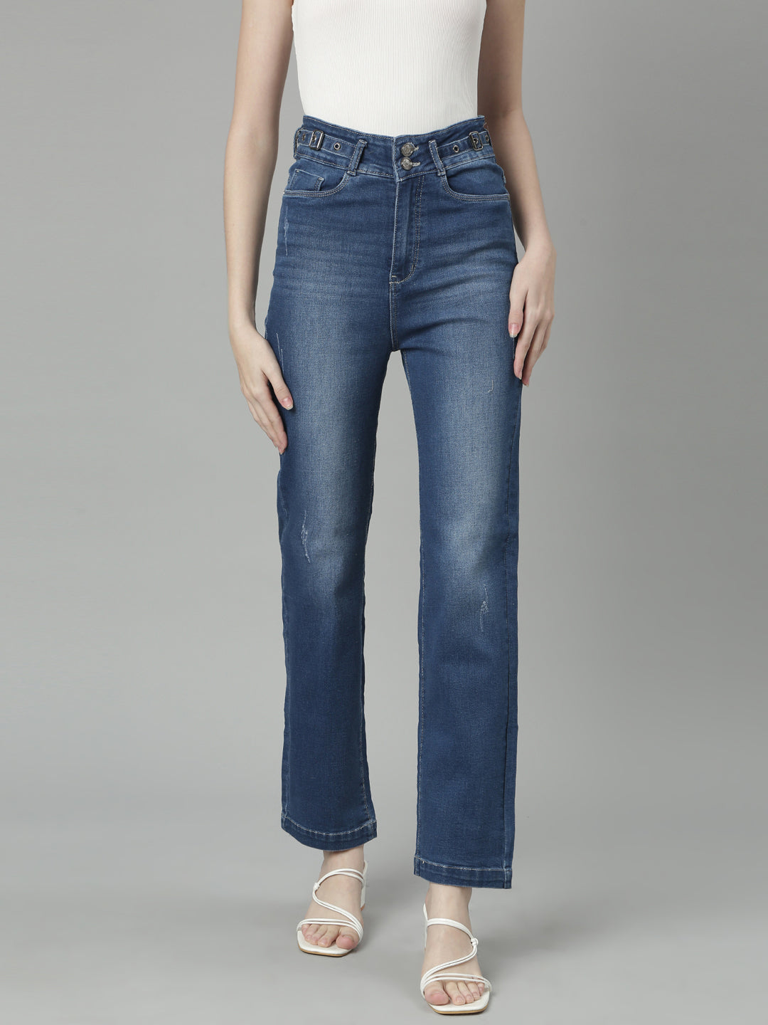 Blue Straight-Leg Jeans