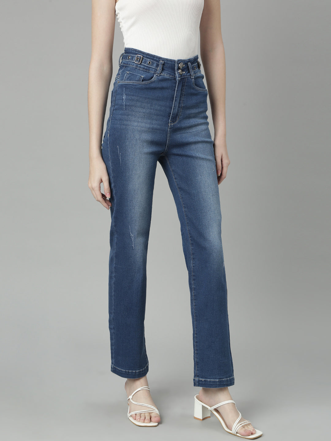 Blue Straight-Leg Jeans