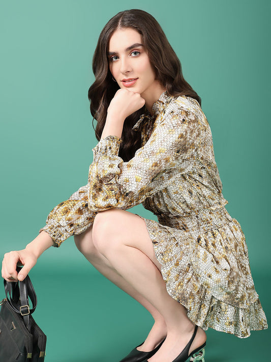 Yellow Floral Fit and Flare Dress