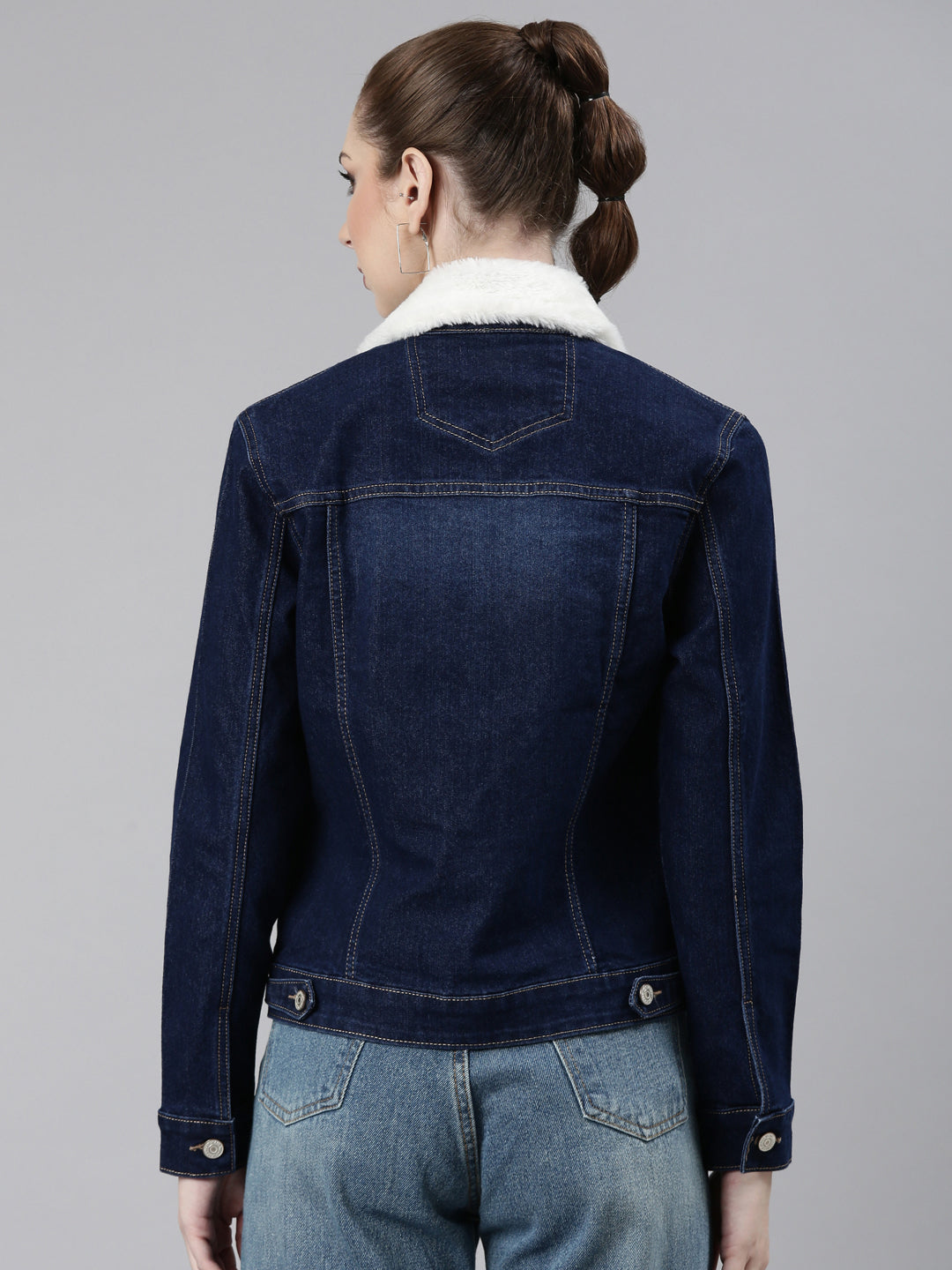 Navy Blue Washed Cotton Denim Jacket