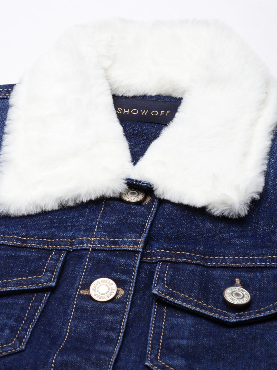 Navy Blue Washed Cotton Denim Jacket