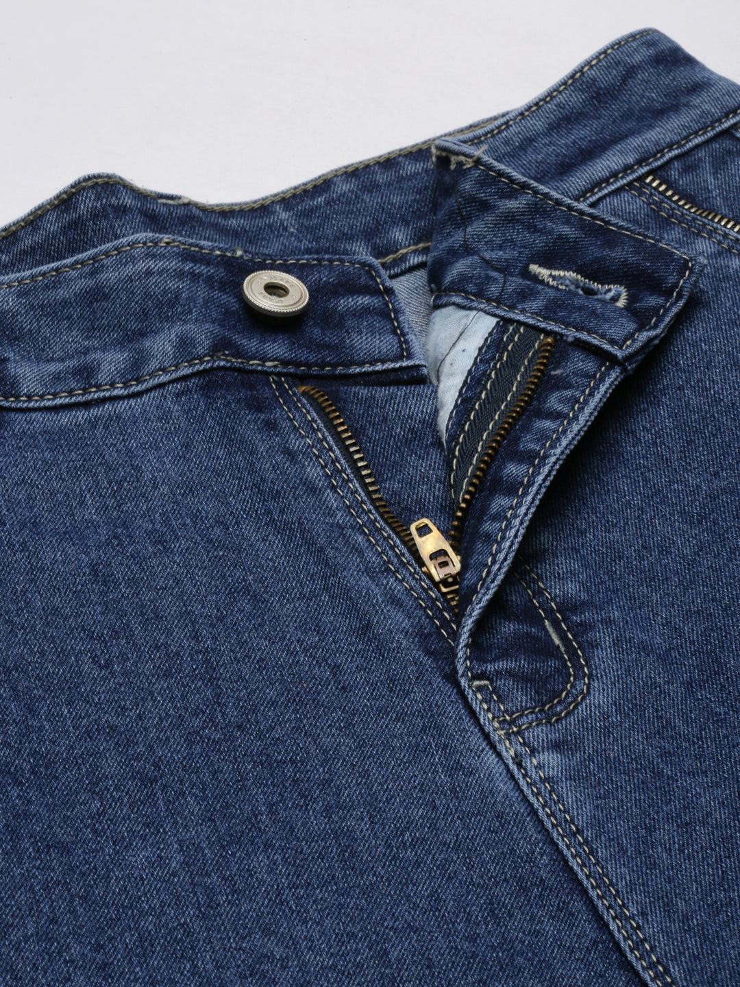 Blue Jean Straight Fit Clean Look Mid-Rise Stretchable Jeans