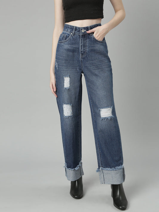 Blue Jean Straight Fit Light Fade Acid Wash Jeans