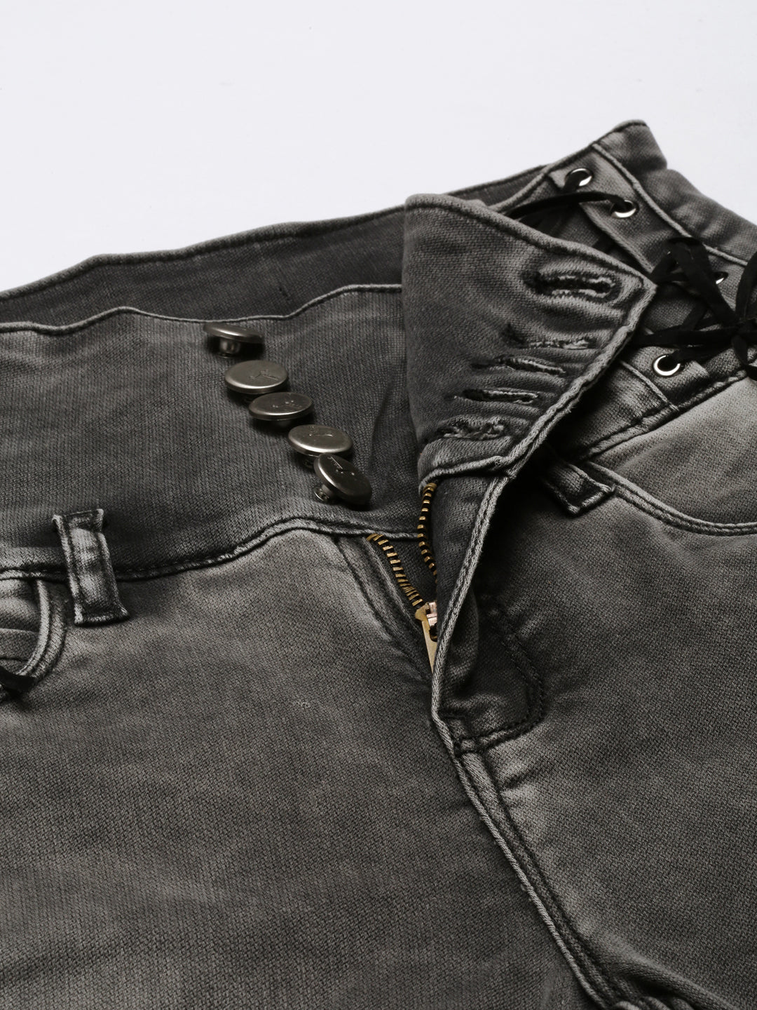 Grey Jean Slim Fit Heavy Fade Mid-Rise Acid Wash Jeans