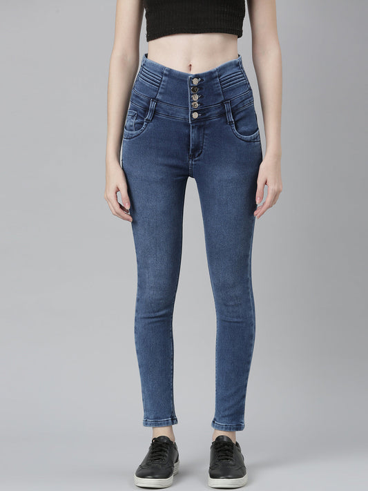 Blue Jean Straight Fit Mid-Rise Acid Wash Stretchable Jeans