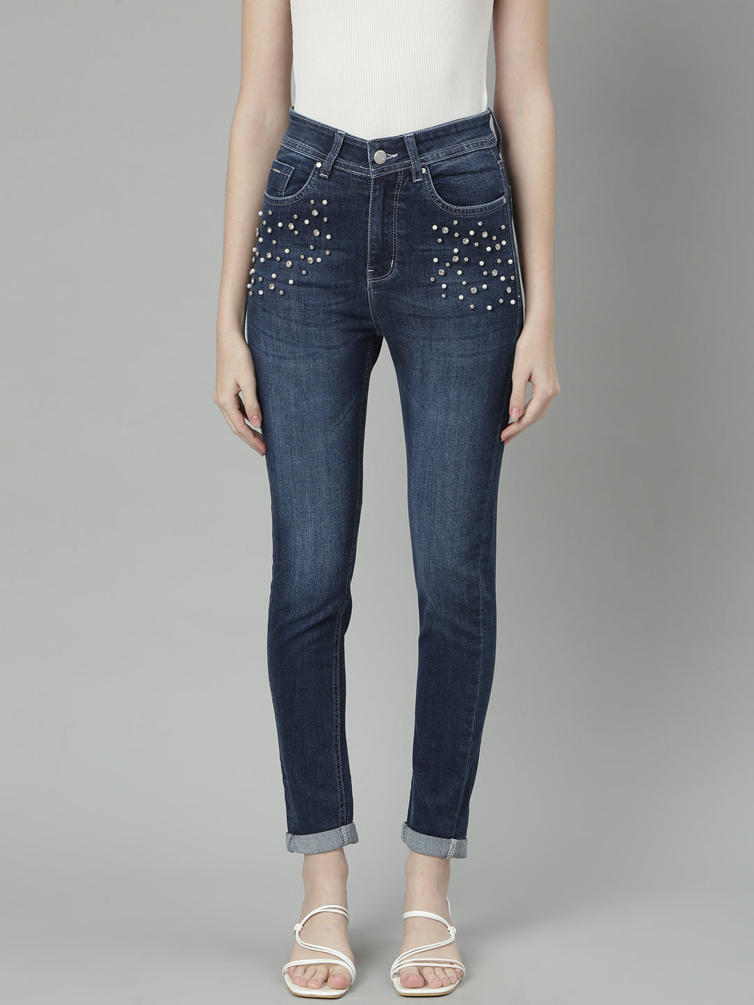 Navy Blue Jean Slim Fit Light Fade Stretchable Jeans