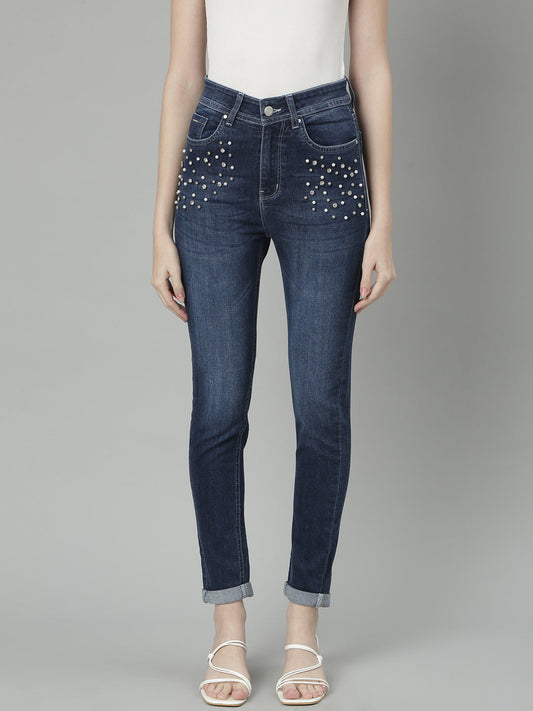 Navy Blue Jean Slim Fit Light Fade Stretchable Jeans