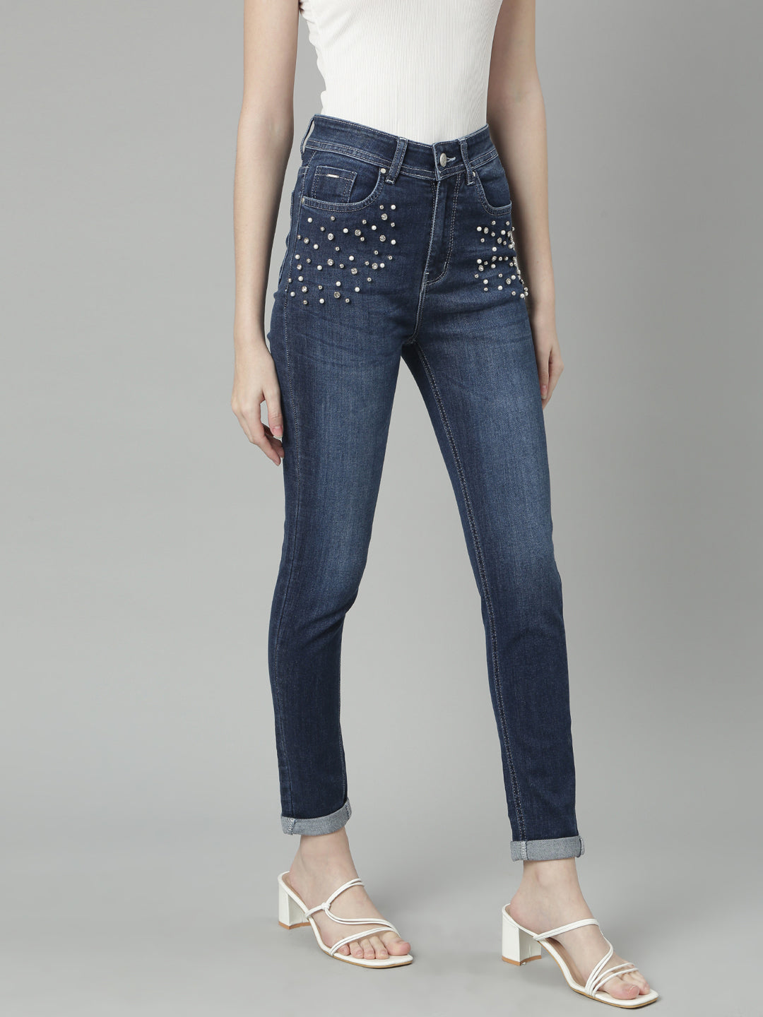 Navy Blue Jean Slim Fit Light Fade Stretchable Jeans