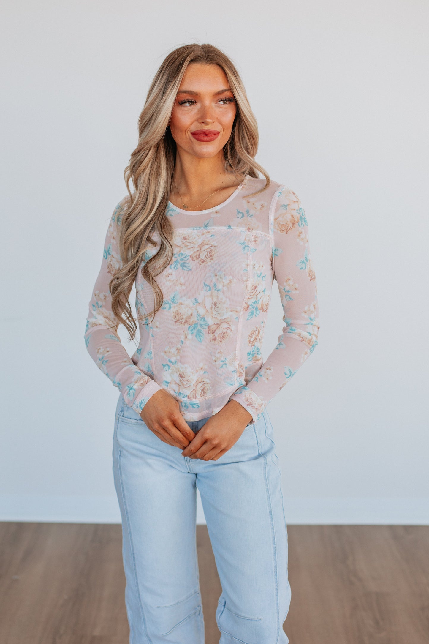 Lana Floral Mesh Top - Ballet Mix